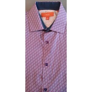 Mens Dress Shirt Purple  Polka Dot Cuff M Eclectic Grandpa Modern Bold
